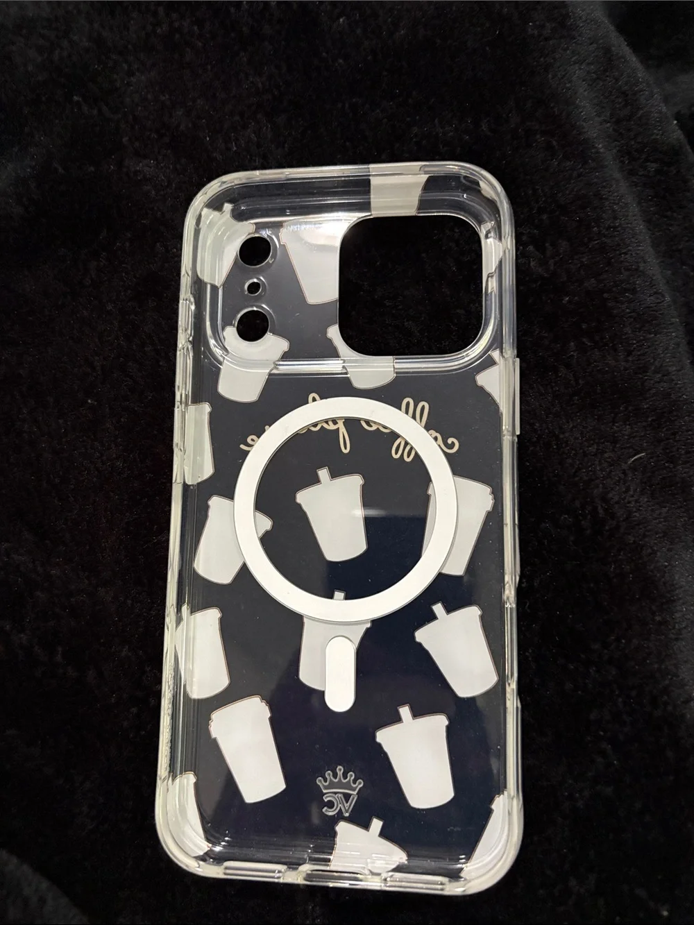 Velvet caviar Clear Coffee Pattern Phone Case with Ring Holder - Pink & Brown